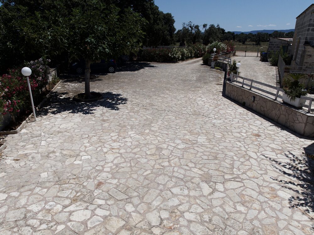 The private stone courtyard