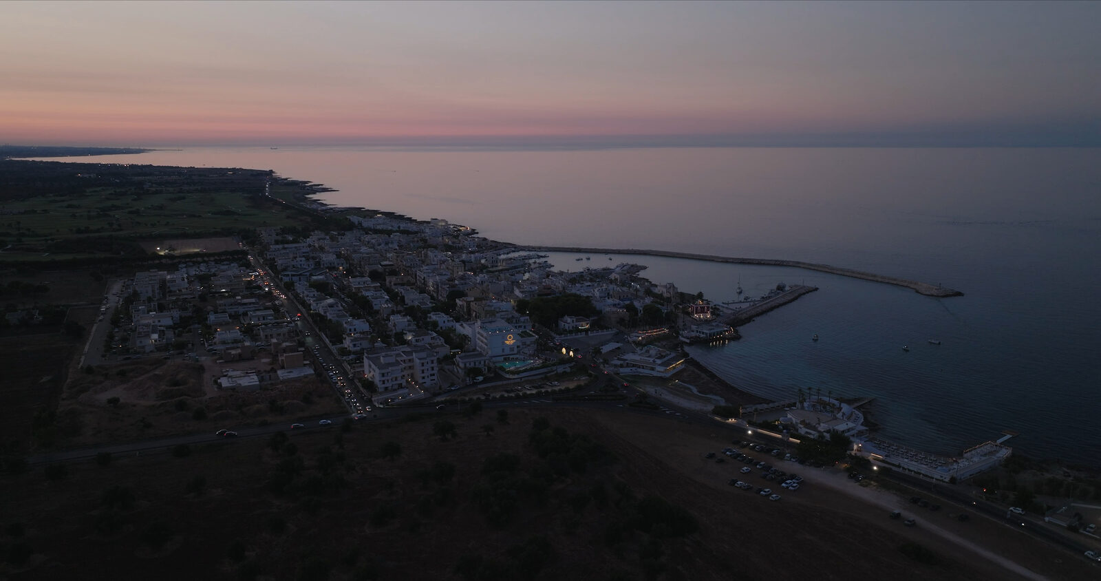 Savelletri at dusk, seen from the air
